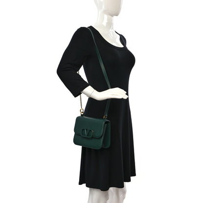 Valentino Garavani Grainy Calfskin Small VSling Shoulder Bag English Green 2 of 12