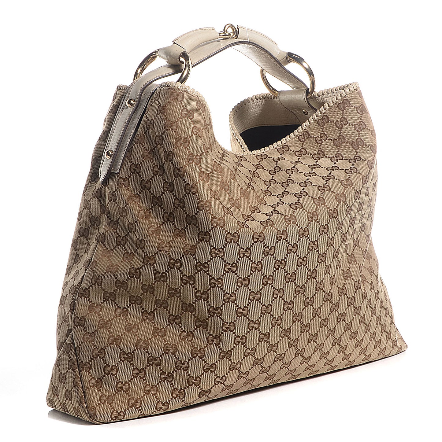 Monogram Large Horsebit Chain Hobo Off White