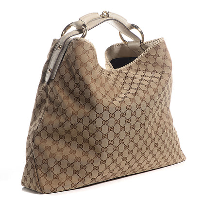 Gucci Monogram Large Horsebit Chain Hobo Off White 3 of 7