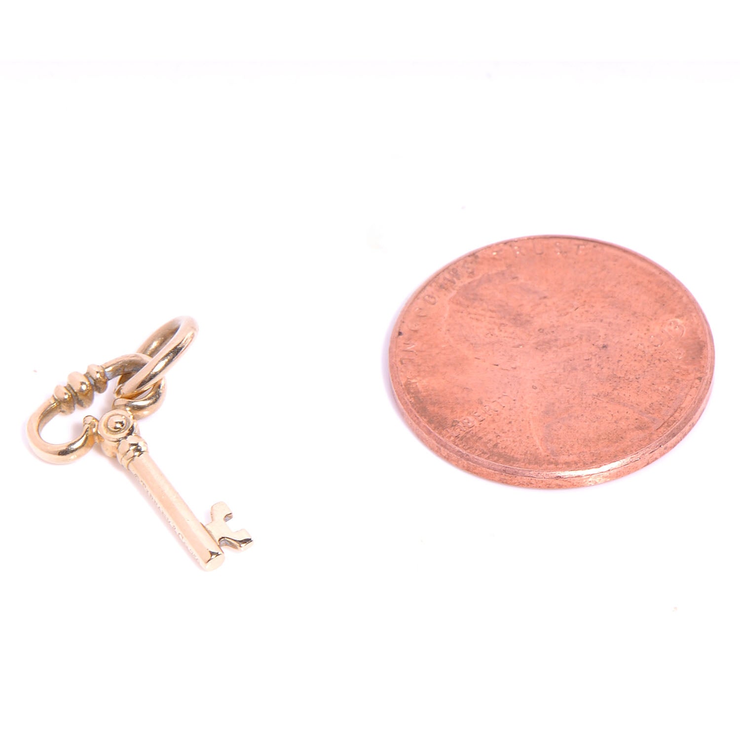 Tiffany 18k Yellow Gold Diamond Small Key Pendant 2 of 5
