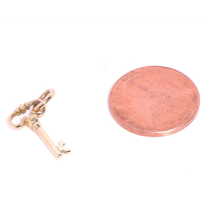 Tiffany 18k Yellow Gold Diamond Small Key Pendant 2 of 5