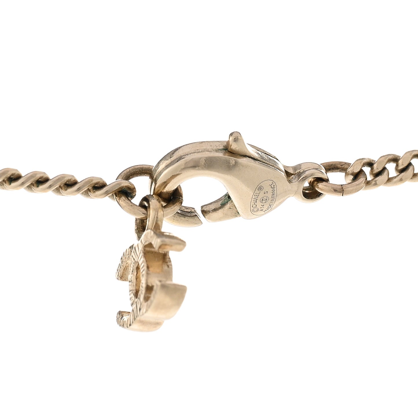 Pearl CC Pendant Necklace Gold