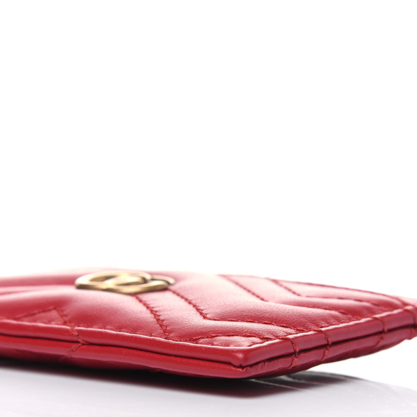Calfskin Matelasse GG Marmont Card Holder Hibiscus Red