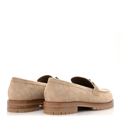 Hermes Suede Goatskin Womens Faubourg Loafers 41 Beige Argile 5 of 9