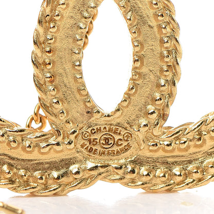 Chanel CC Drop Earrings Matte Gold 4 of 5