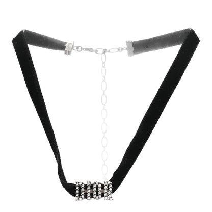Christian Dior Velvet Crystal DIOR Choker Necklace Black 3 of 5