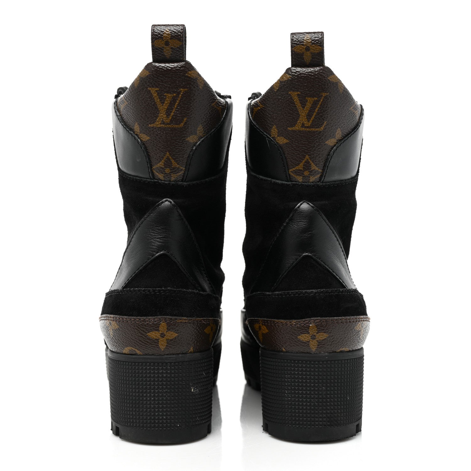 Louis Vuitton Suede Calfskin Monogram Laureate Platform Desert Boots 38.5 Black 4 of 18