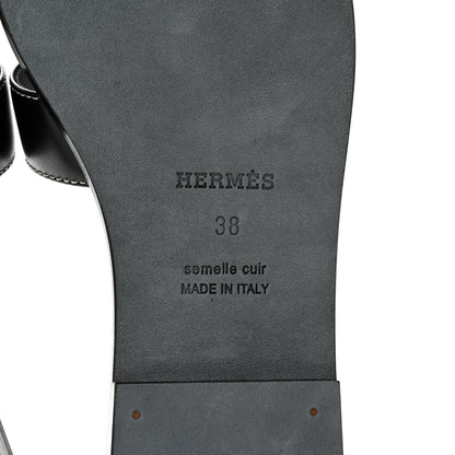Hermes Box Calfskin Oran Sandals 38 Black 6 of 11