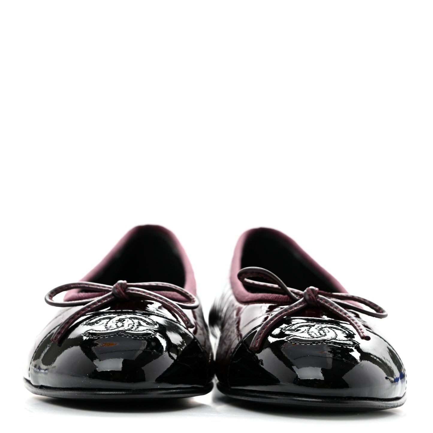 Patent Calfskin Crocodile Embossed Ballerina Flats 37 Dark Burgundy Black