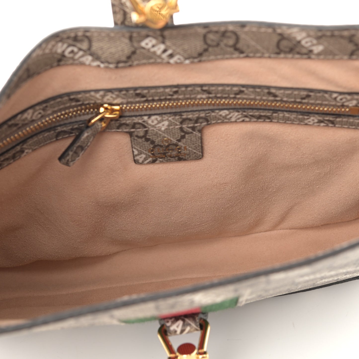 X BALENCIAGA GG Supreme Monogram Striped Logo Print Web Small Jackie 1961 Hobo Beige Ebony Mystic White