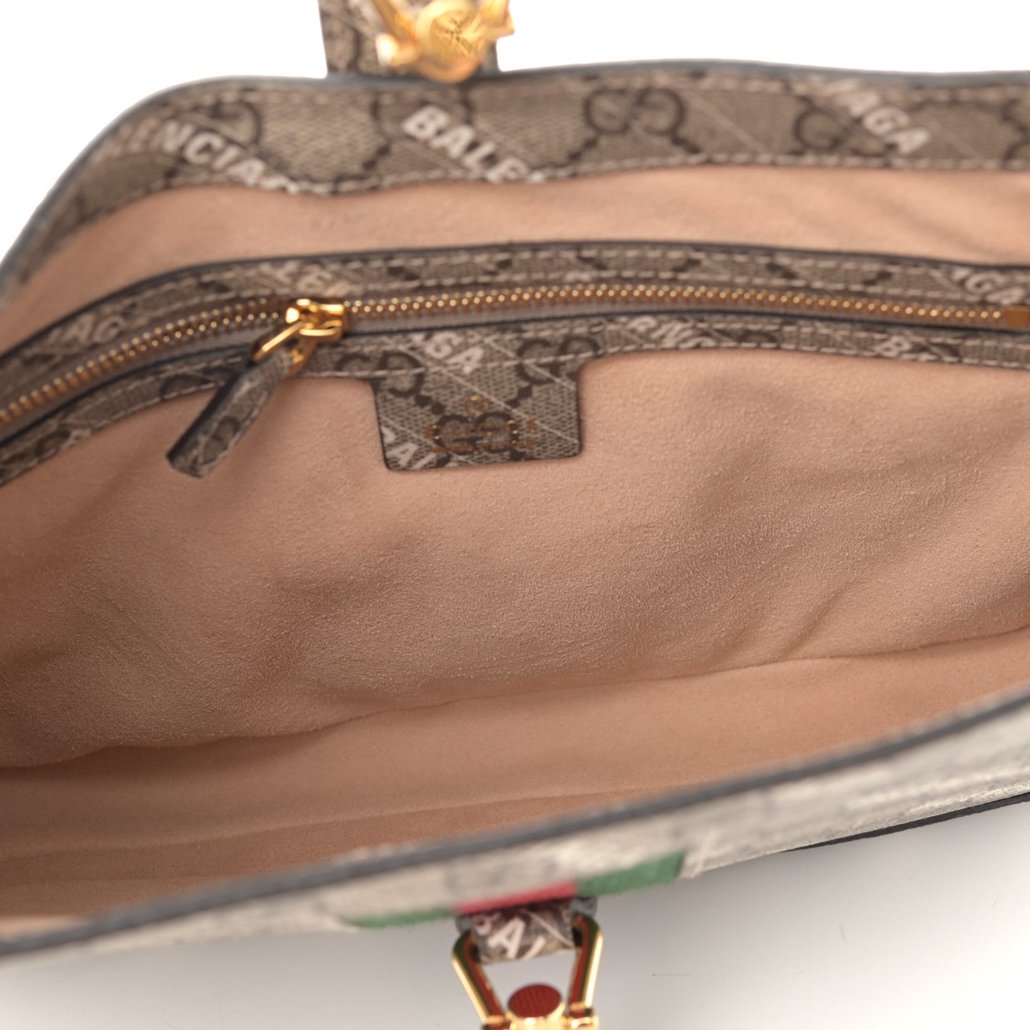 Gucci X BALENCIAGA GG Supreme Monogram Striped Logo Print Web Small Jackie 1961 Hobo Beige Ebony Mystic White 5 of 10