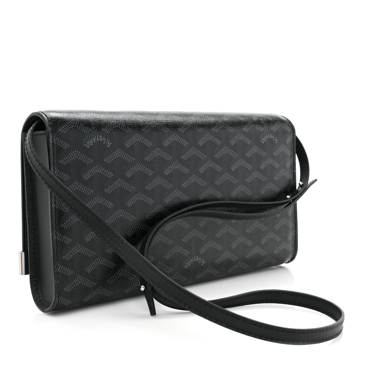 Goyardine Monte Carlo Bois Clutch With Strap Jet Black