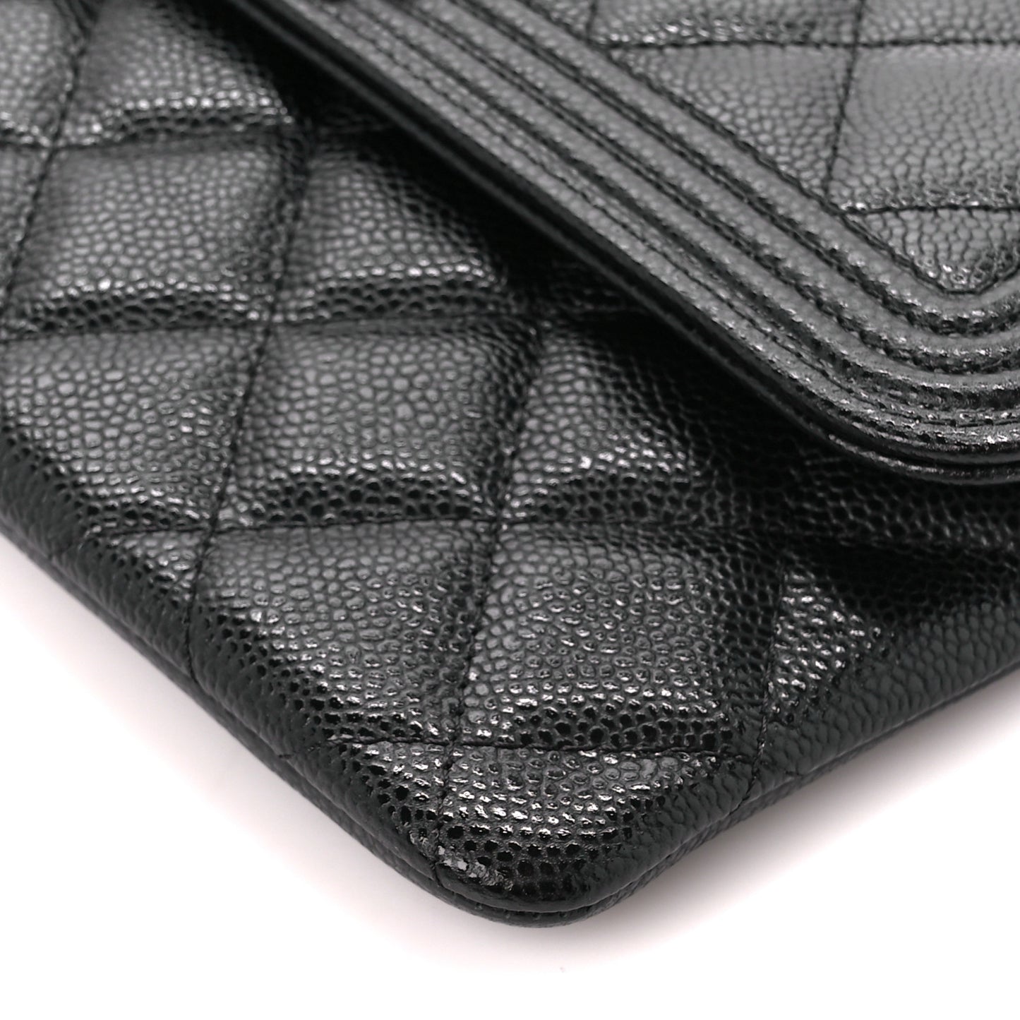 Caviar Quilted Boy Flap Clutch Black