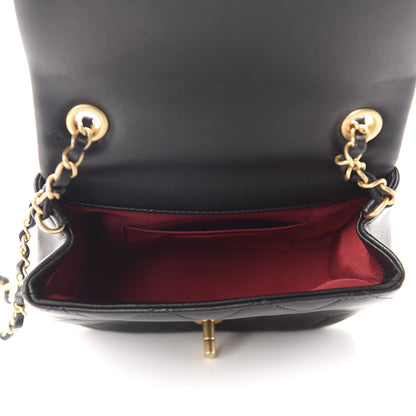 Chanel Lambskin Quilted Small Circular Handle Bag Black 5 of 10