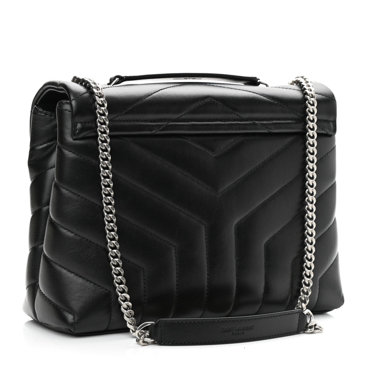 Saint Laurent Calfskin Y Quilted Monogram Small Loulou Chain Satchel Black 3 of 11
