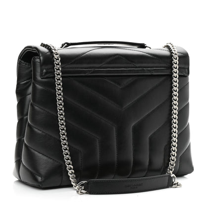 Saint Laurent Calfskin Y Quilted Monogram Small Loulou Chain Satchel Black 3 of 11