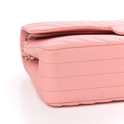 Chanel Caviar Chevron Quilted Medium Double Flap Pink 5 of 13