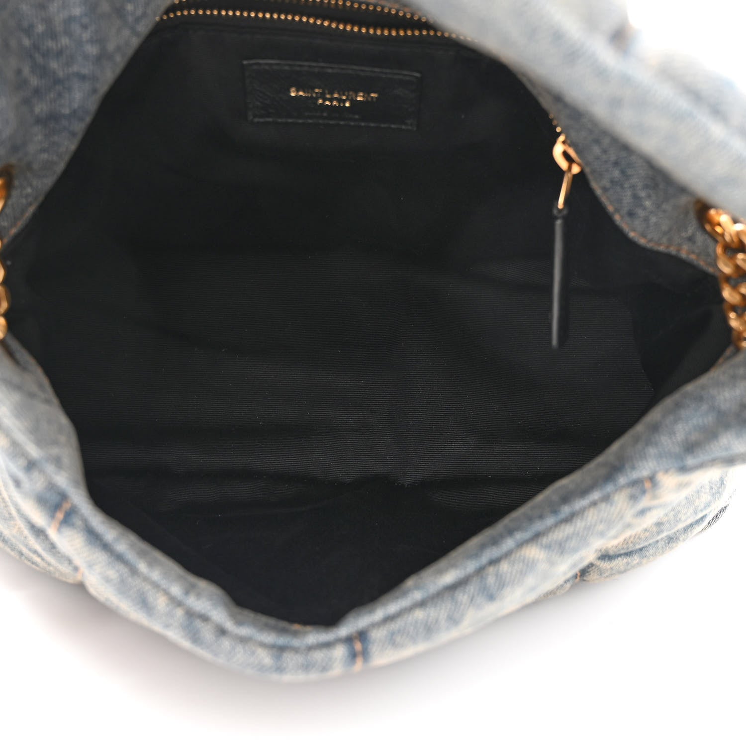 Saint Laurent Denim Quilted Small Loulou Puffer Monogram Chain Satchel Blue Cinnamon 5 of 10