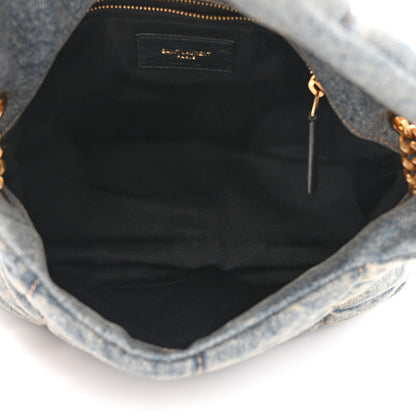 Saint Laurent Denim Quilted Small Loulou Puffer Monogram Chain Satchel Blue Cinnamon 5 of 10