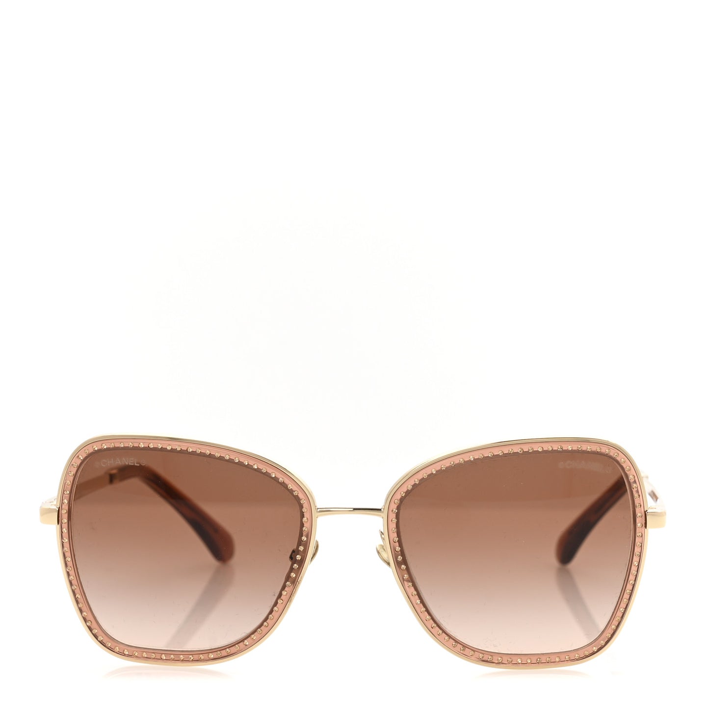 Square Frame Sequin Sunglasses 4277-B Gold Brown
