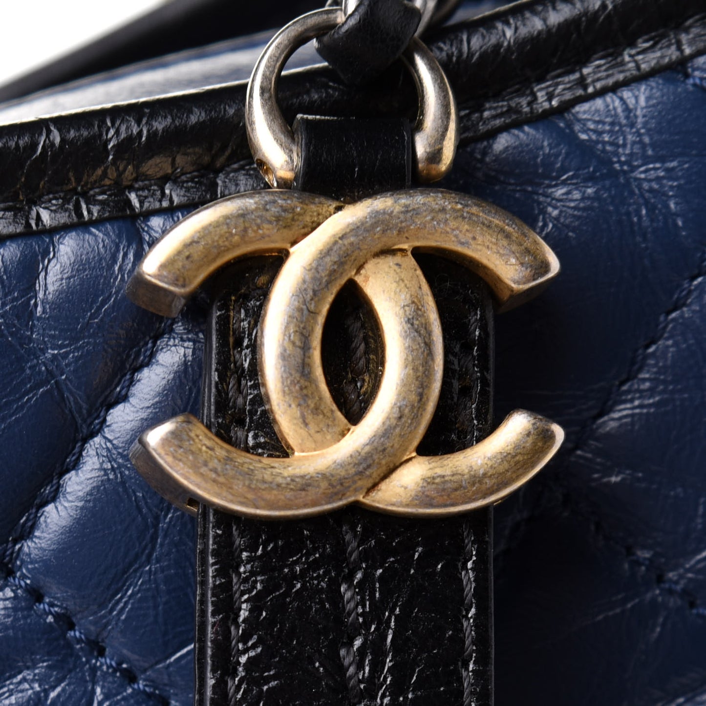 Aged Calfskin Quilted Maxi Gabrielle Hobo Navy Black
