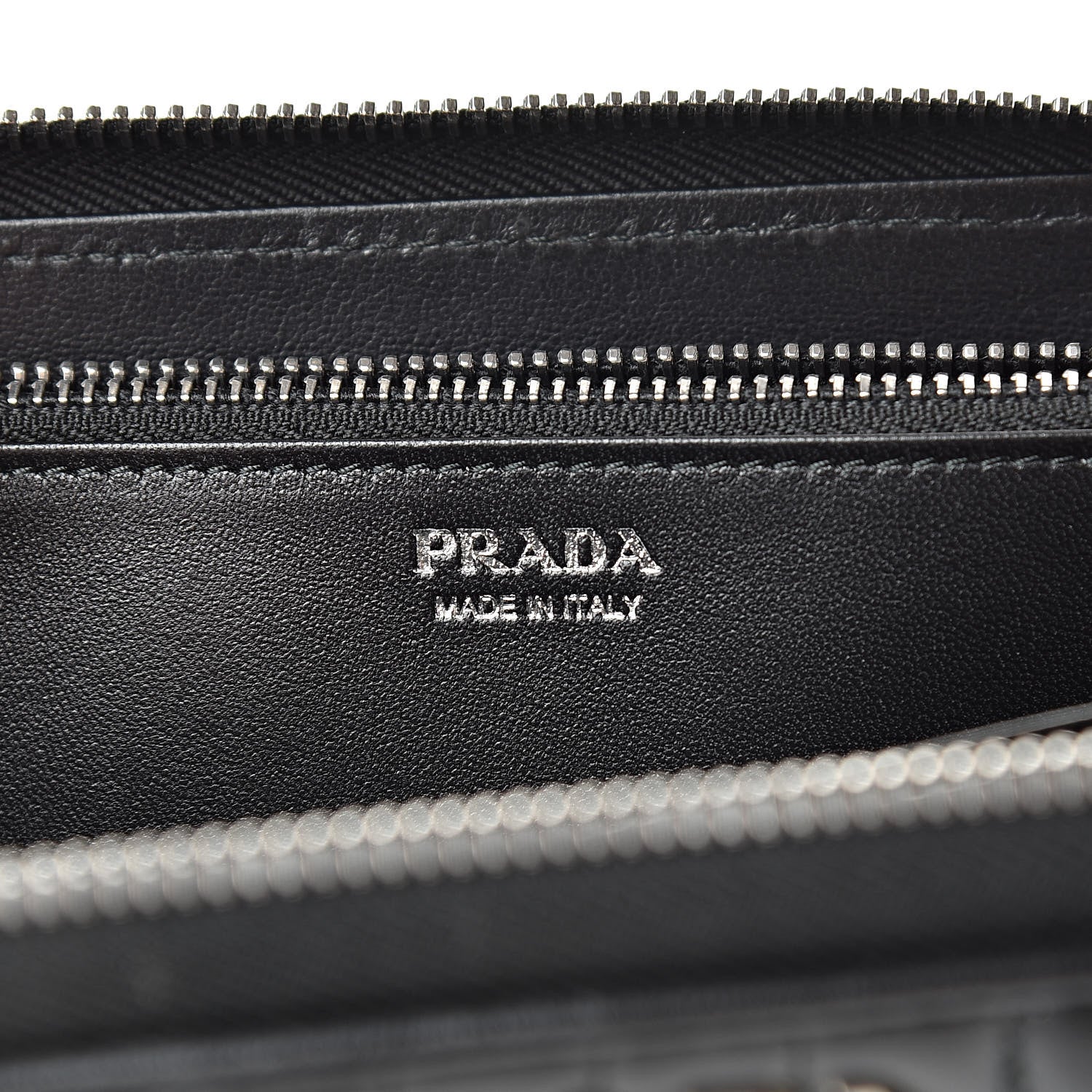 Prada Soft Calfskin Diagramme Zip Around Wallet Black 6 of 8