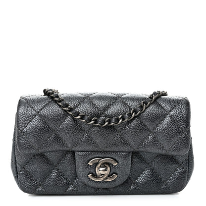 Chanel Metallic Caviar Quilted Extra Mini Flap Dark Grey 1 of 11
