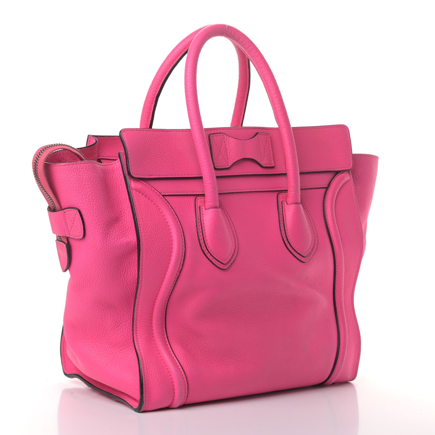 Celine Drummed Calfskin Mini Luggage Fluo Pink 2 of 20