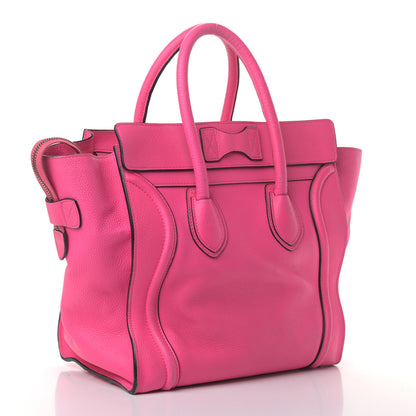 Celine Drummed Calfskin Mini Luggage Fluo Pink 2 of 20