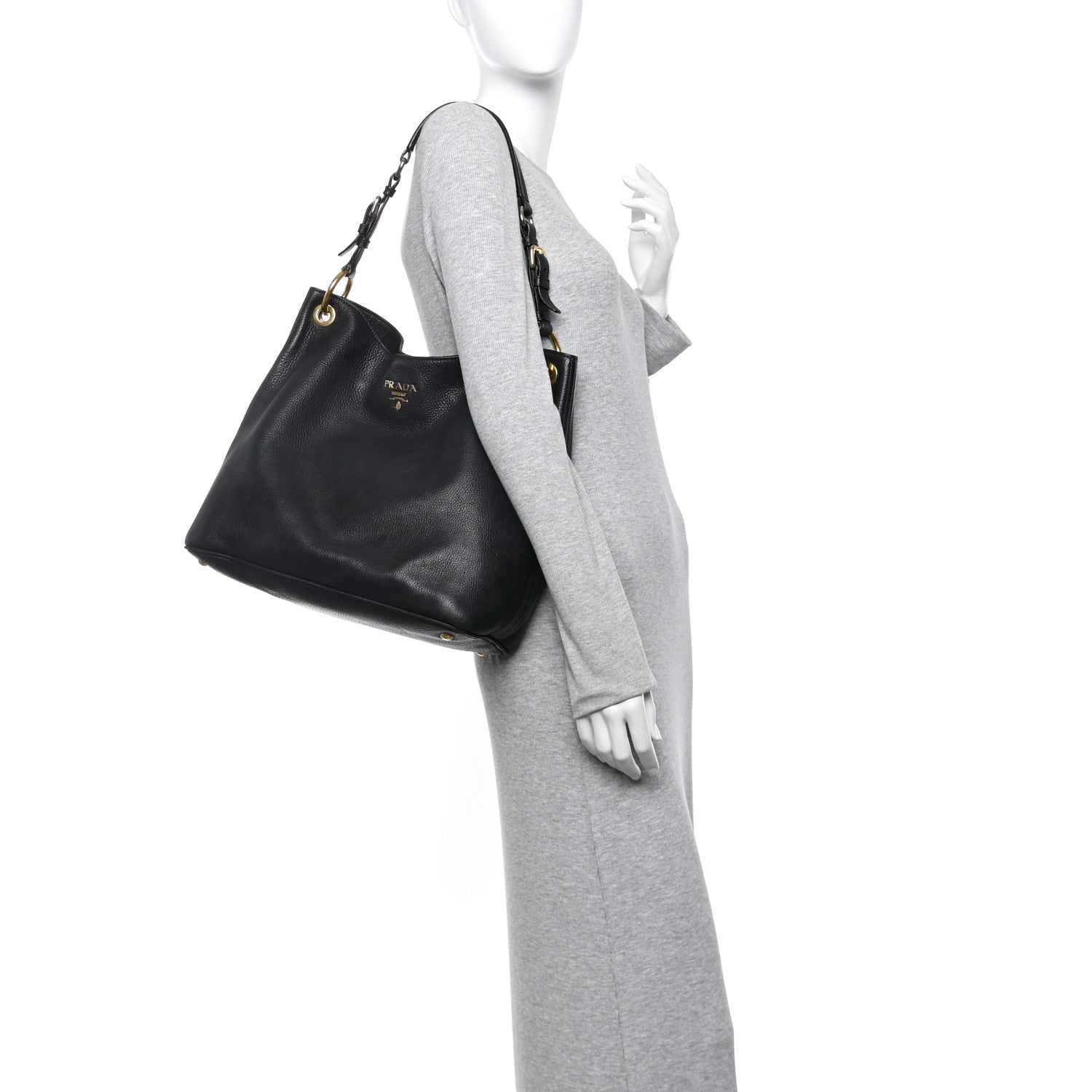 Prada Vitello Daino Hobo Black 2 of 12