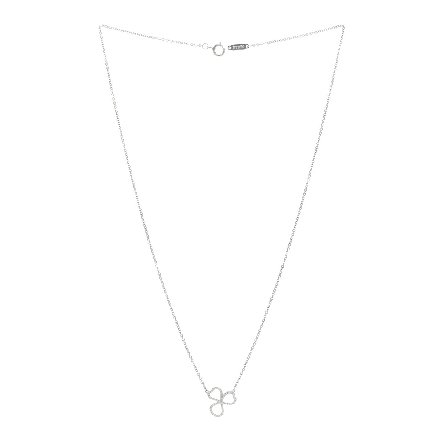 Platinum Diamond Mini Paper Flowers Pendant Necklace