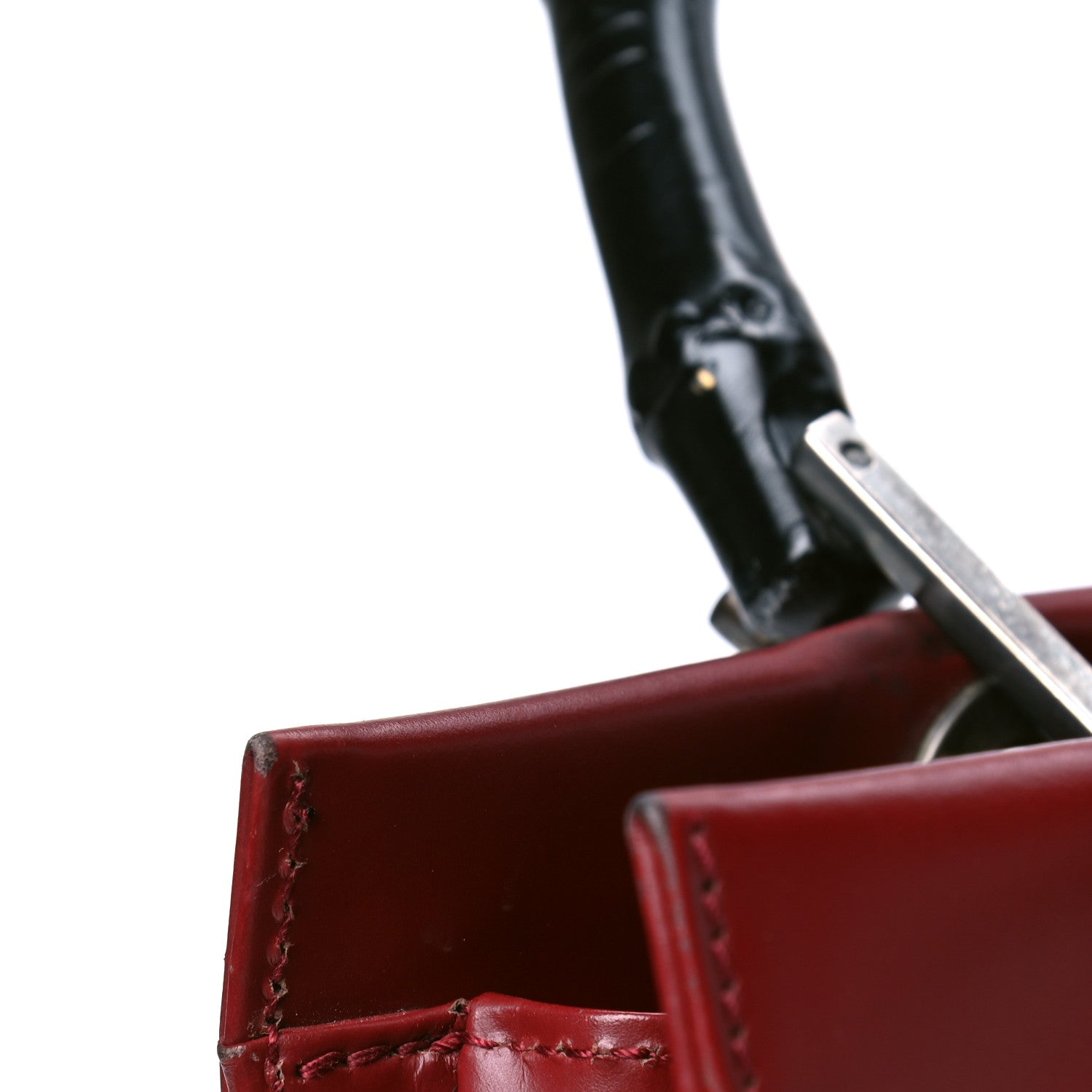Gucci Calfskin Bamboo Top Handle Tote Red 6 of 6