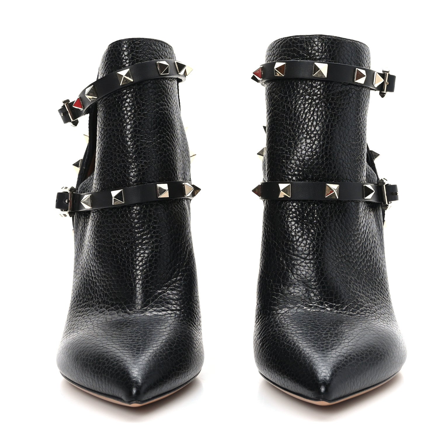 Valentino Garavani Grained Calfskin Rockstud Double Buckle 100mm Ankle Boots 38.5 Black 2 of 8