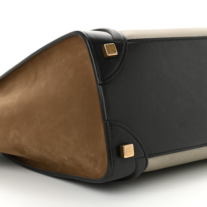 Celine Drummed Calfskin Suede Tri-color Micro Luggage Almond 8 of 12