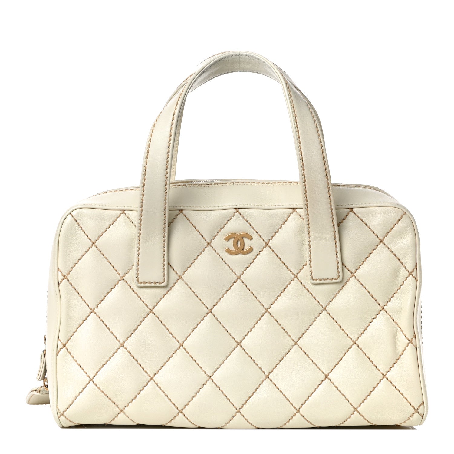 Chanel Calfskin Wild Stitch Top Handle Bag White 3 of 24