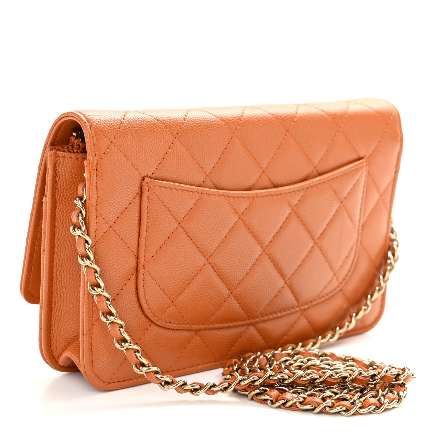 Chanel Caviar Quilted Wallet on Chain WOC Light Brown 3 of 11