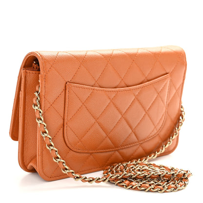 Chanel Caviar Quilted Wallet on Chain WOC Light Brown 3 of 11