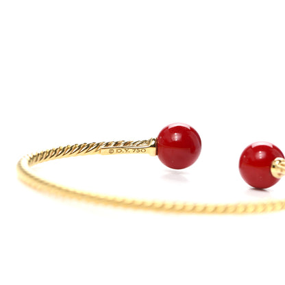 David Yurman 18K Yellow Gold Enamel 6mm Solari Bracelet Red 4 of 4