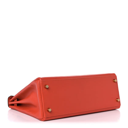 Hermes Evercolor Verso Kelly Retourne 32 Capucine Rouge H 4 of 15