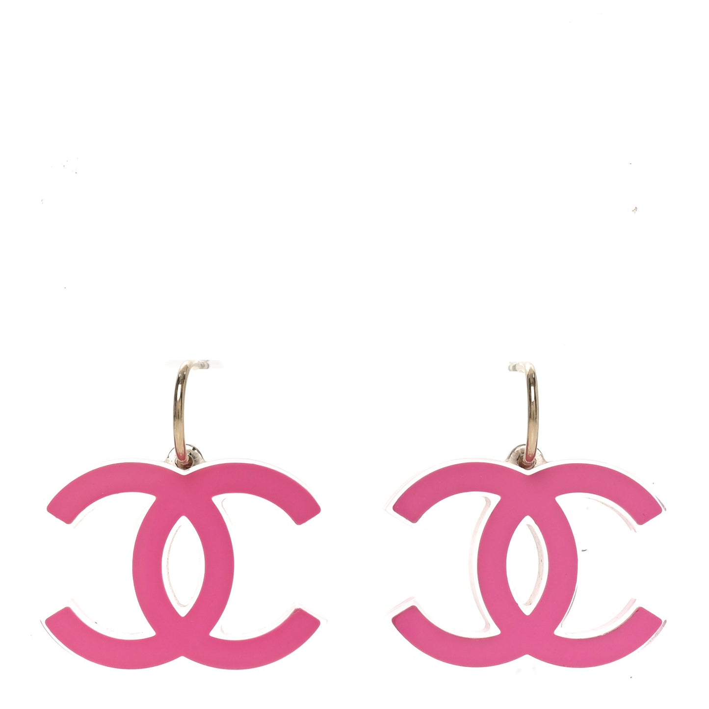 Lucite CC Drop Earrings Pink
