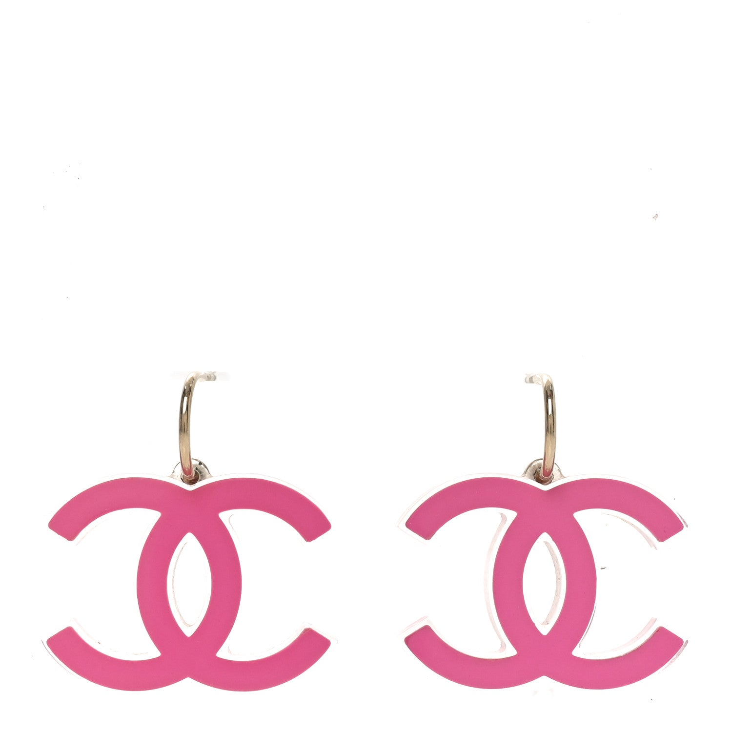 Chanel Lucite CC Drop Earrings Pink 1 of 5