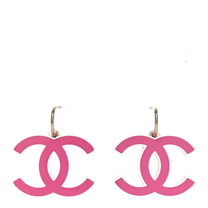 Chanel Lucite CC Drop Earrings Pink 1 of 5