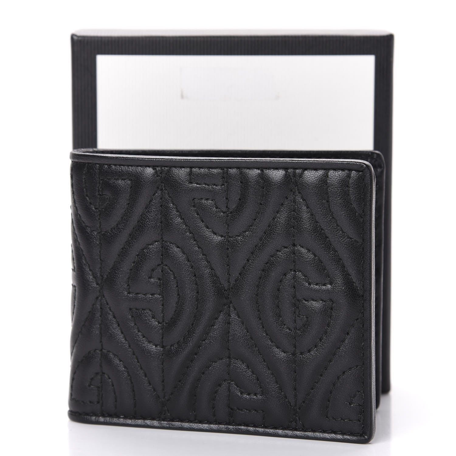 Gucci Calfskin G Rhombus Quilted Bi-Fold Wallet Black 7 of 7