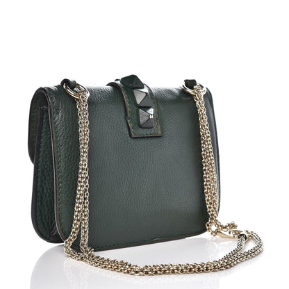 Valentino Garavani Pebbled Calfskin Small Glam Lock Rockstud Flap Dark Green 3 of 9