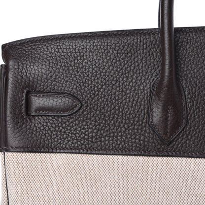Hermes Toile Togo Birkin 40 Chocolate 7 of 37