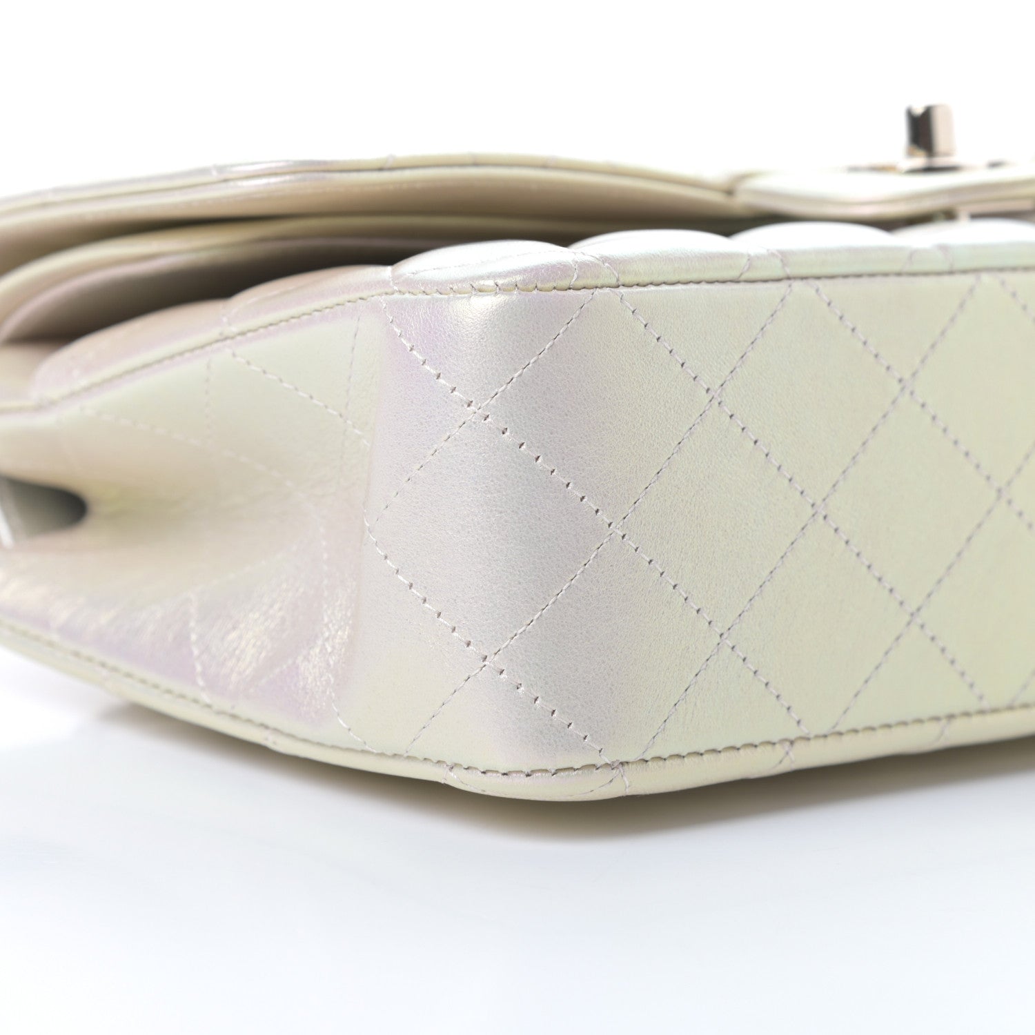 Chanel Iridescent Lambskin Quilted Medium Double Flap Ivory 9 of 11
