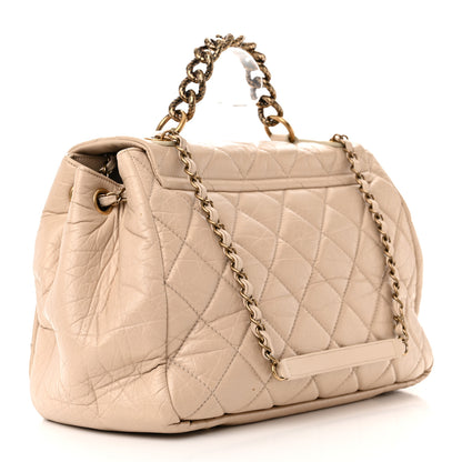 Chanel Aged Calfskin Quilted Large Pondichery Flap Beige 2 of 14
