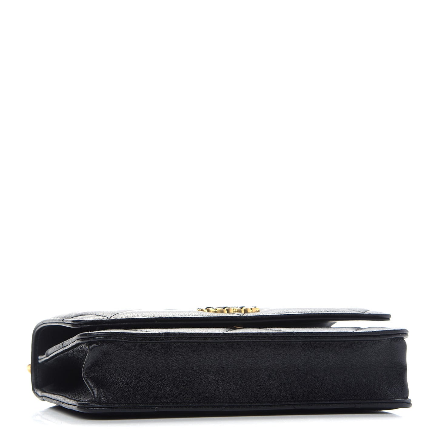 Goatskin Quilted Chanel 19 Wallet On Chain WOC Black