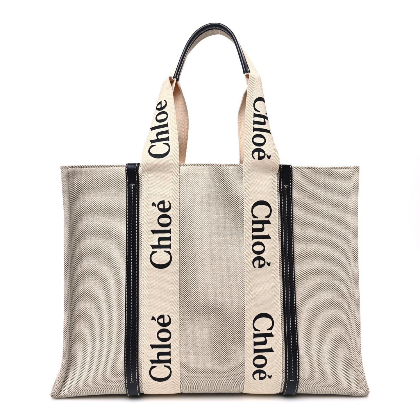 Cotton Calfskin Large Woody Ribbon Tote White Blue