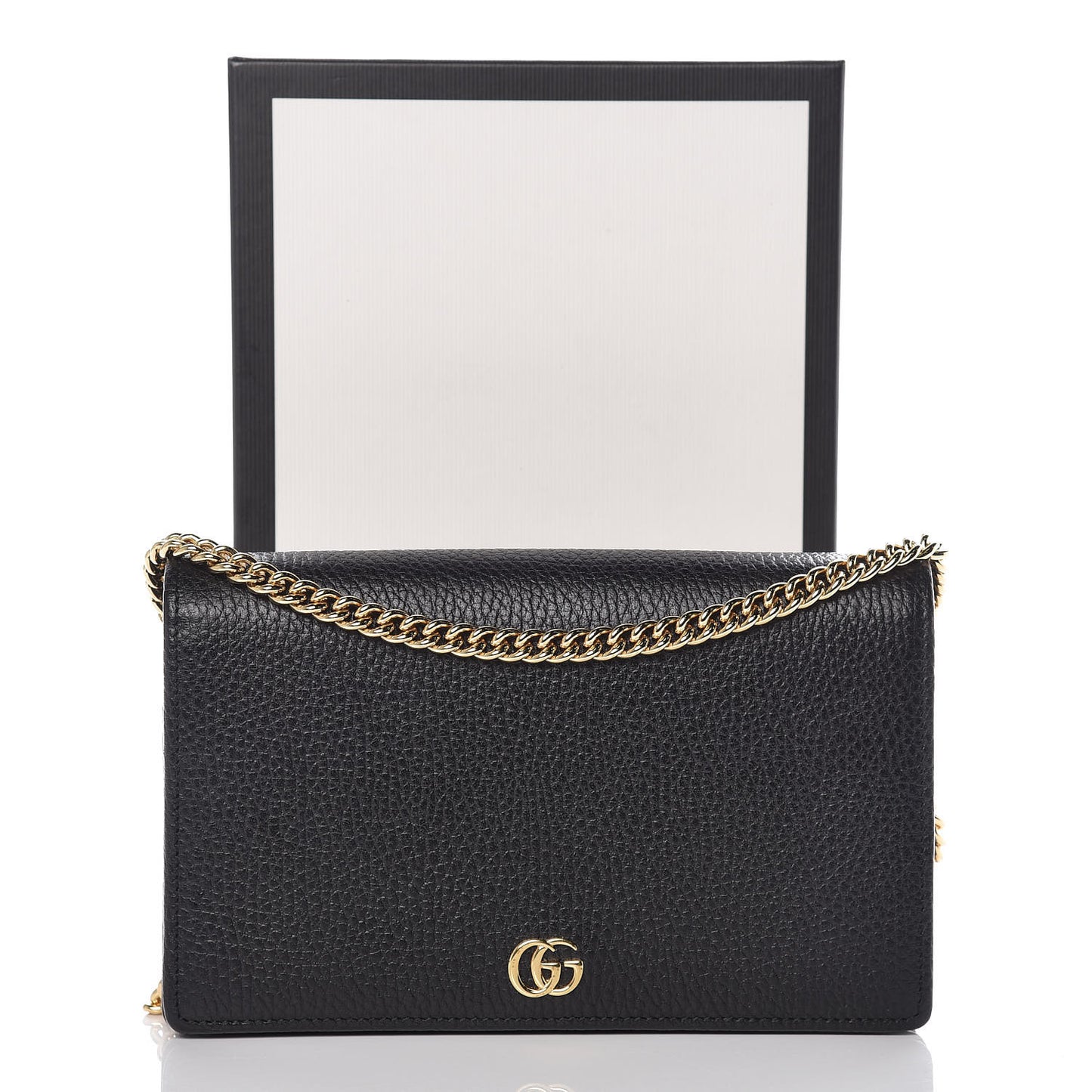 Calfskin Mini GG Marmont Chain Wallet Black